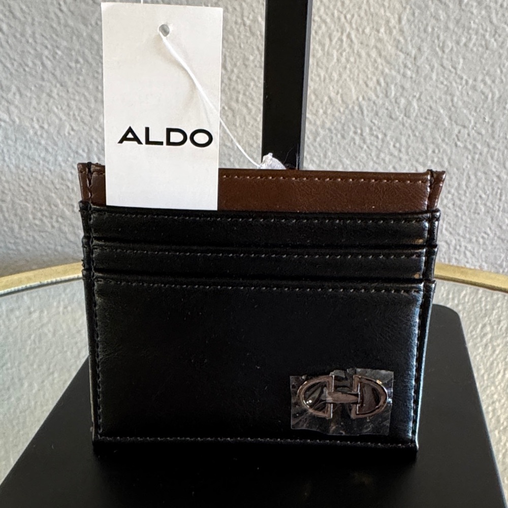 Aldo Dual-Tone Black and Brown Card Holder NWT